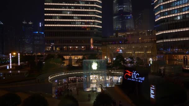 Traffico Notturno Strade Shanghai Con Gente Filmati Cina — Video Stock