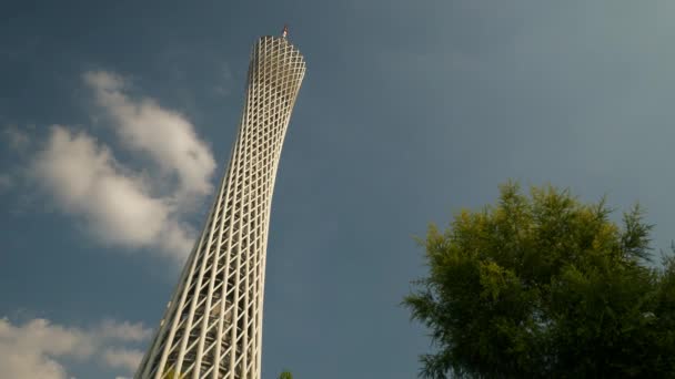 Guangzhou Jan Guangzhou Canton Tower Guangzhou Cina Colorata Scena Del — Video Stock