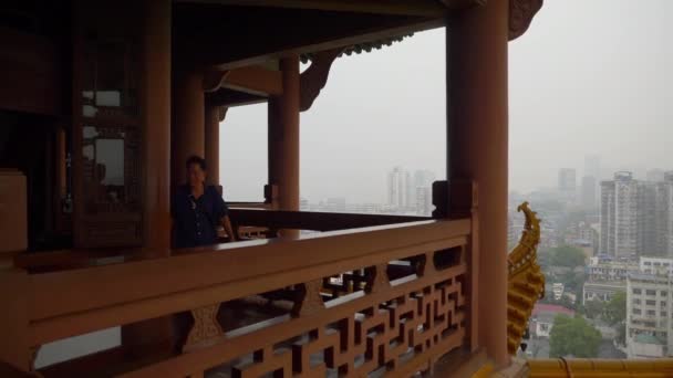 Dia Nublado Wuhan Yangtze Paisagem Urbana Panorama Aéreo China — Vídeo de Stock