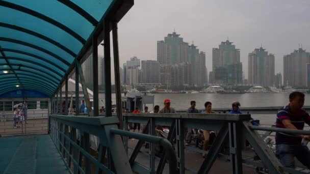 Shanghai China Setembro 2017 Panorama Estação Balsa Cidade Shanghai Durante — Vídeo de Stock