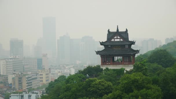 Cloudy Day Time Wuhan Yangtze Cityscape Aerial Panorama China — Stock Video