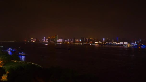 Gece Cityscape Görüntüleri Wuhan City Çin — Stok video