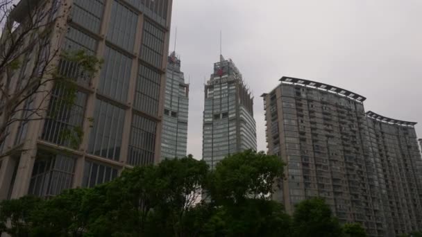 Shanghai Stadsbild Antenn Panorama Porslin — Stockvideo