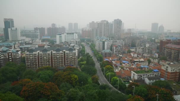 Συννεφιασμένη Μέρα Χρόνος Της Wuhan Yangtze Cityscape Εναέρια Πανόραμα Κίνα — Αρχείο Βίντεο