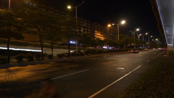 Guangzhou Noche Paisaje Urbano Panorama Aéreo Tráfico Material Archivo China — Vídeos de Stock