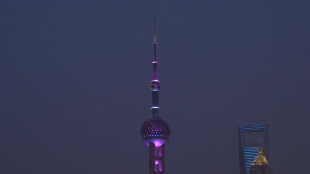 Shanghai China September 2017 Night Illumination Shanghai City Famous Downtown — Stockvideo