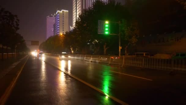 Filmagem Cidade Wuhan Com Tráfego Movimentado Noite China — Vídeo de Stock