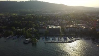 Gün zaman Zürih cityscape hava panorama 4k İsviçre