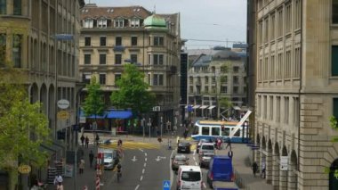 Zürih nehir cityscape hava panorama 4k İsviçre