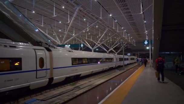 Wuhan Kina September 2017 Wuhan City Centralstationen Trångt Inuti Panorama — Stockvideo