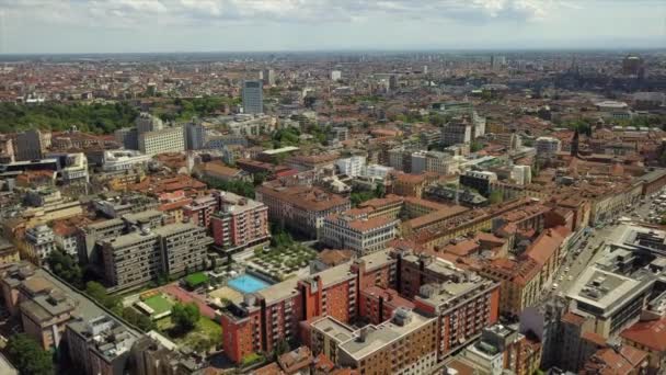 Milan Italië Mei 2018 Zonnige Dag Milaan Stad Centrum Luchtfoto — Stockvideo