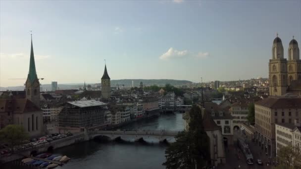 Gün Zaman Zürih Cityscape Hava Panorama Sviçre — Stok video