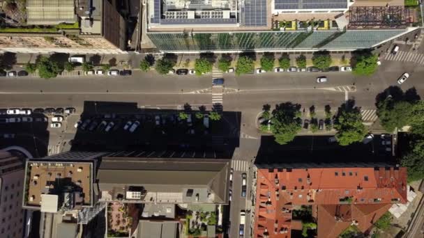 意大利米兰 2018年5月1日 阳光明媚的一天米兰市中心空中全景4K 2018年米兰 意大利 — 图库视频影像