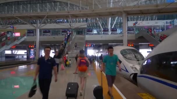 Wuhan China September 2017 Wuhan City Main Railway Station Crowded — Stock Video