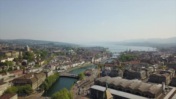 Day Time Zurich Cityscape Aerial Panorama Switzerland — Stock Video