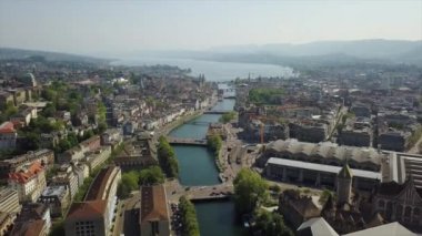 Gün zaman Zürih cityscape hava panorama 4k İsviçre