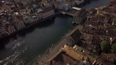 Gün zaman Zürih cityscape hava panorama 4k İsviçre