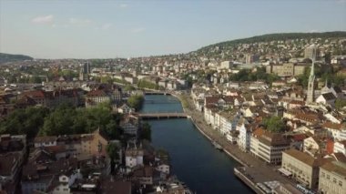 Gün zaman Zürih cityscape hava panorama 4k İsviçre
