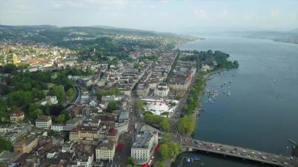 Day Time Zurich Cityscape Aerial Panorama Switzerland — Stock Video