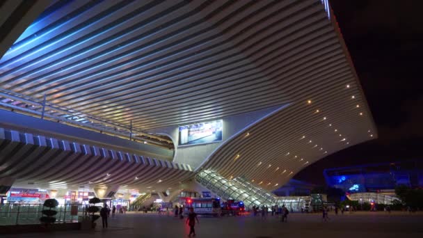 Wuhan China September 2017 Wuhan Stad Centraal Station Exterieur Circa — Stockvideo