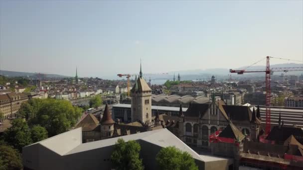 Hora Del Día Zúrich Paisaje Urbano Panorama Aéreo Suiza — Vídeos de Stock