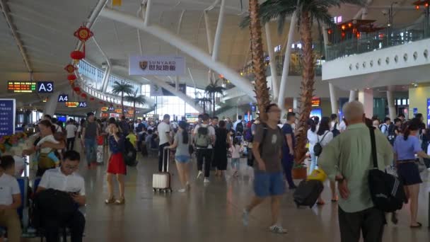 Wuhan Cina Settembre 2017 Stazione Ferroviaria Principale Wuhan Affollata All — Video Stock