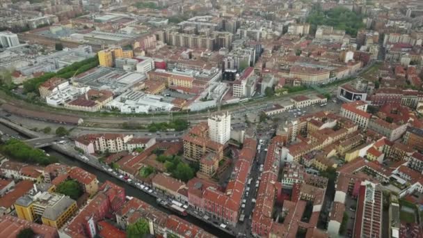 Milan Italy May 2018 Sunny Day Milan City Downtown Aerial — Stock Video