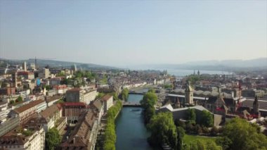 Gün zaman Zürih cityscape hava panorama 4k İsviçre