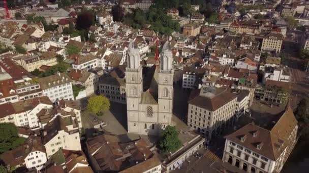 Дневное Время Цюрих Городской Пейзаж Воздушная Панорама Швейцария — стоковое видео