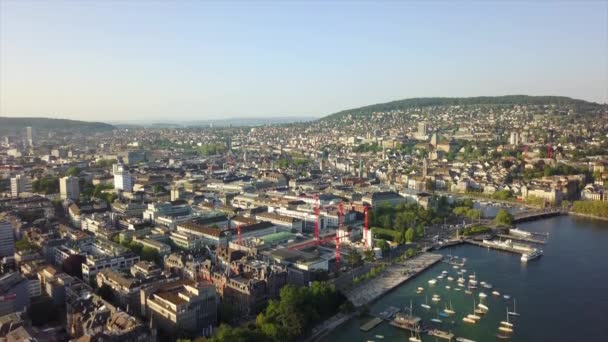 Dag Tid Zürich Stadsbilden Antenn Panorama Schweiz — Stockvideo