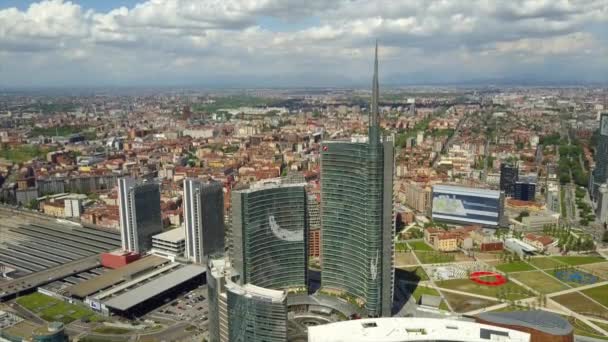 Milan Olaszország Május 2018 Napos Milánó Város Belvárosi Légi Panoráma — Stock videók