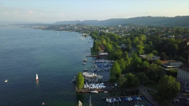 Day Time Zurich Cityscape Aerial Panorama Switzerland — Stock Video