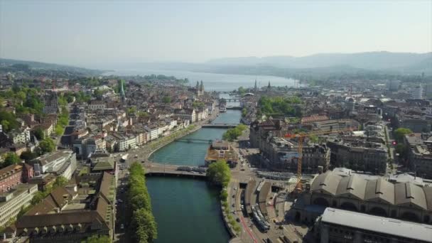 Hora Del Día Zúrich Paisaje Urbano Panorama Aéreo Suiza — Vídeo de stock