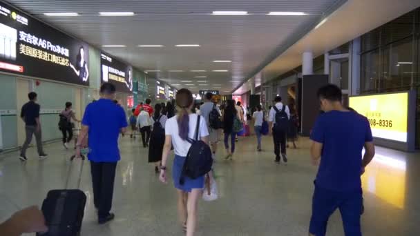 Wuhan Cina Settembre 2017 Stazione Ferroviaria Principale Wuhan Affollata All — Video Stock
