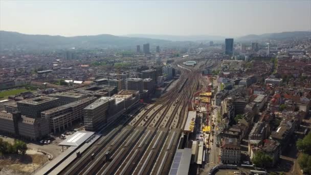 Den Zurich Panorámatu Letecké Panorama Švýcarsko — Stock video