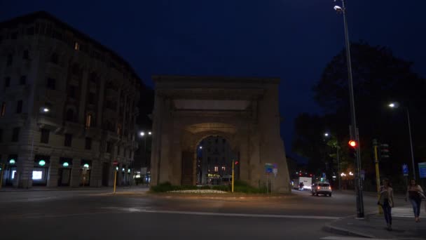 Milan Italie Mai 2018 Nuit Milan Ville Circulation Rue Ralenti — Video