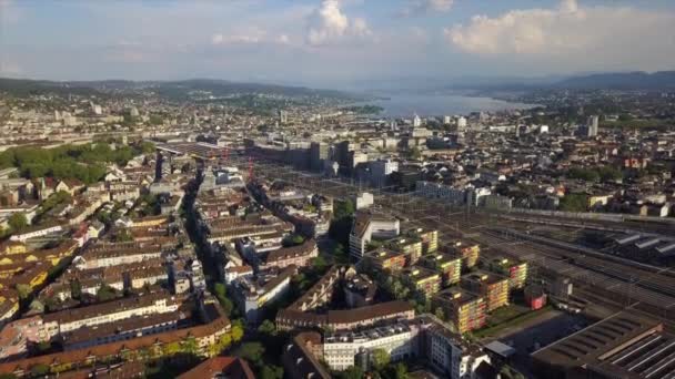 Dag Tid Zürich Stadsbilden Antenn Panorama Schweiz — Stockvideo