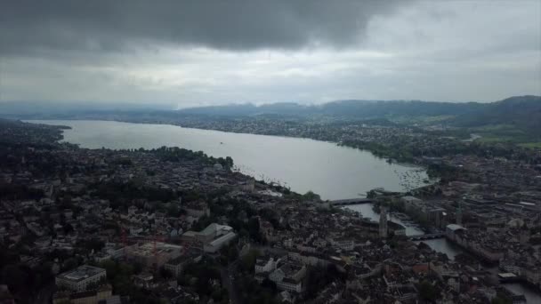 Sunny Zurich Cityscape Aerial Panorama Switzerlandnd — Stock Video