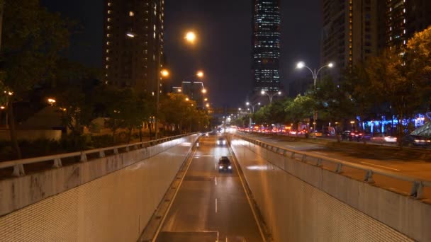 Taipei Taiwan Januari 2018 Natt Tid Taipei City Trafik Gatan — Stockvideo