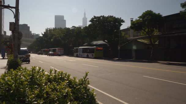 Taipei Taiwan Januar 2018 Sonniger Tag Taipei Stadtverkehr Straßenpanorama Circa — Stockvideo