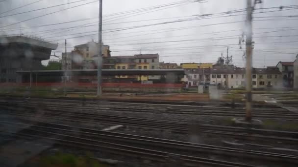 Day Time Train Side Window Pov Panorama Italy — Stock Video