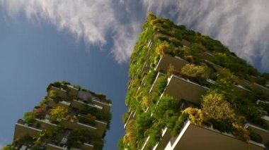 Milan, İtalya - 10 Mayıs 2018: şehir güneşli bir gün ünlü modern blok binalar ağır çekim bakış 4k 10 Mayıs 2018 yaklaşık milan, İtalya.