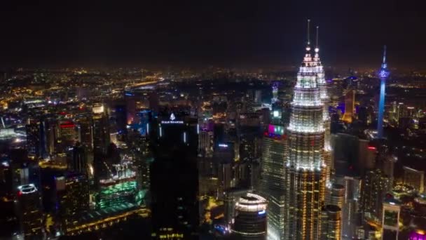 Κουάλα Λουμπούρ Μαλαισία Σεπτέμβριος 2018 Νύχτα Kuala Lumpur Downtown Εναέρια — Αρχείο Βίντεο
