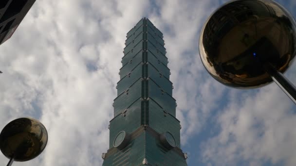Taipei Taiwan Januari 2018 Avondrood Taipei Stadsgezicht Beroemde Toren Luchtfoto — Stockvideo