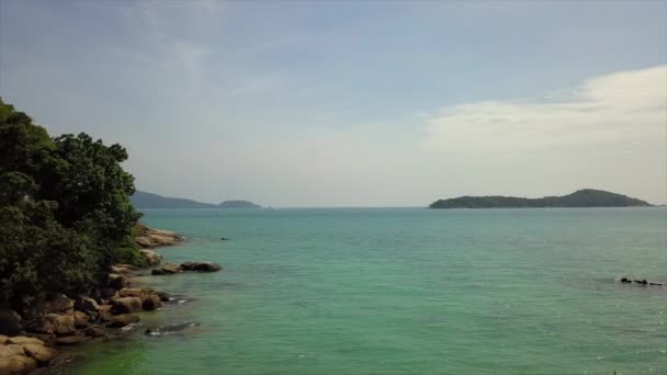 Dag Tijd Phuket Eiland Kustlijn Beroemde Kaap Luchtfoto Beneden Weergave — Stockvideo