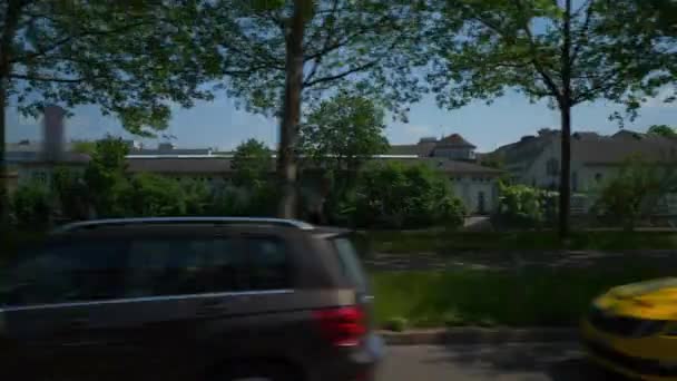 Schweiz Zürich City Solig Dag Trafik Gatan Spårvagn Road Trip — Stockvideo