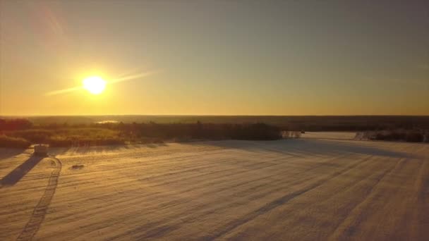 Vinter Solnedgång Berömd Arkitektonisk Park Antenn Panorama Ryssland — Stockvideo