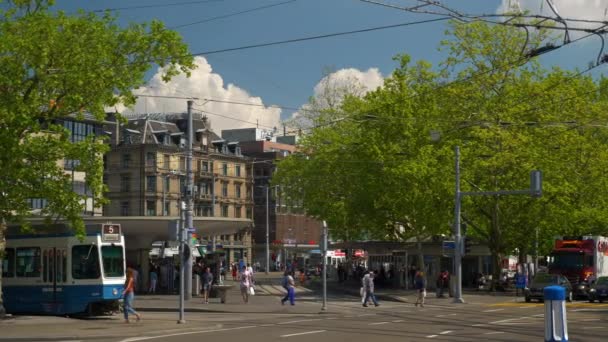 Zurich city street al tramonto — Video Stock