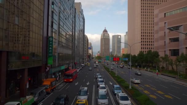 Тайбей Тайвань 2018 Січня Сонячний День Тайбей Міста Трафіку Вулично — стокове відео