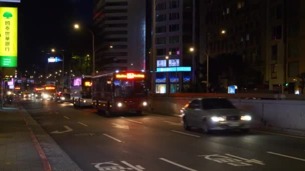 Taipei Taiwan Januar 2018 Nächtliches Taipei City Traffic Street Road — Stockvideo